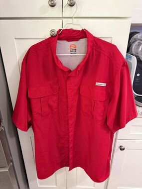 Casual Short-Sleeve Button-Down Shirt in Red by Kings River Fishing Shirt